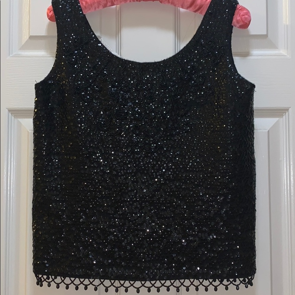 Vintage black sequined top